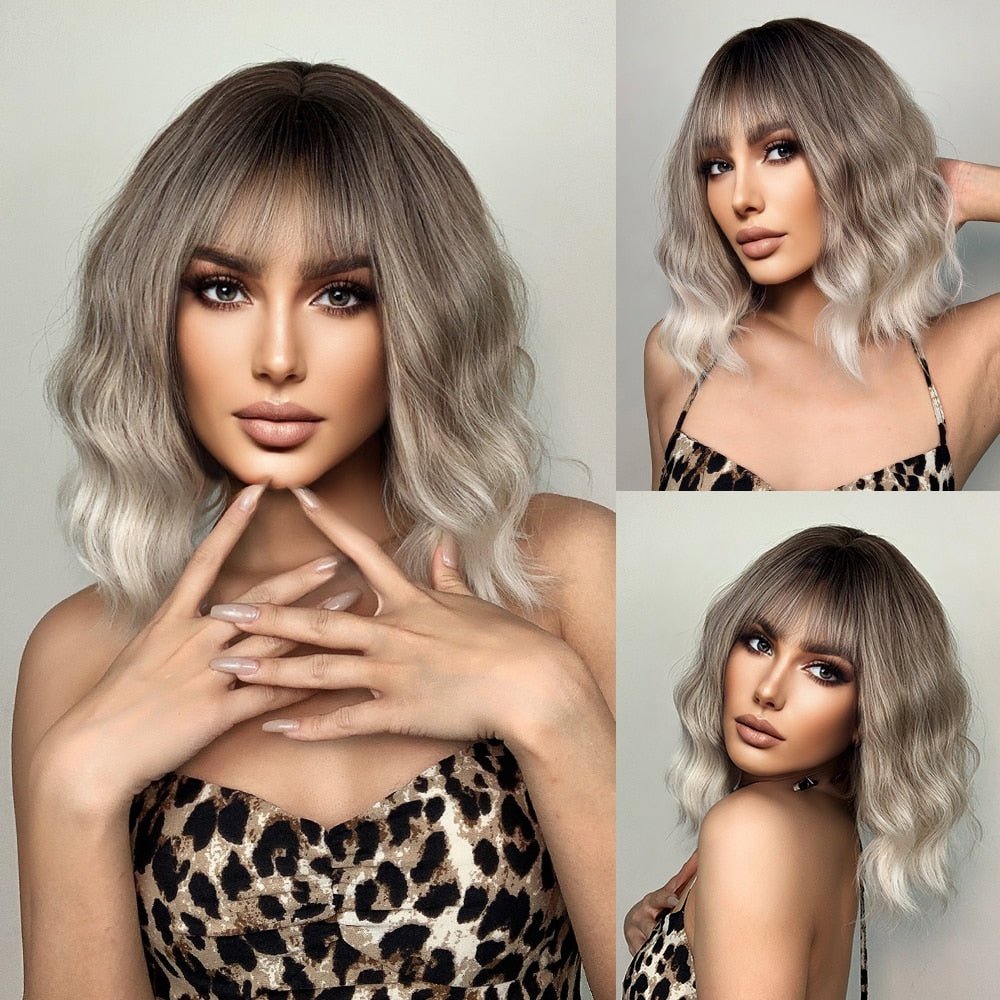 Bob Wavy Wigs with Bangs - HairNjoy