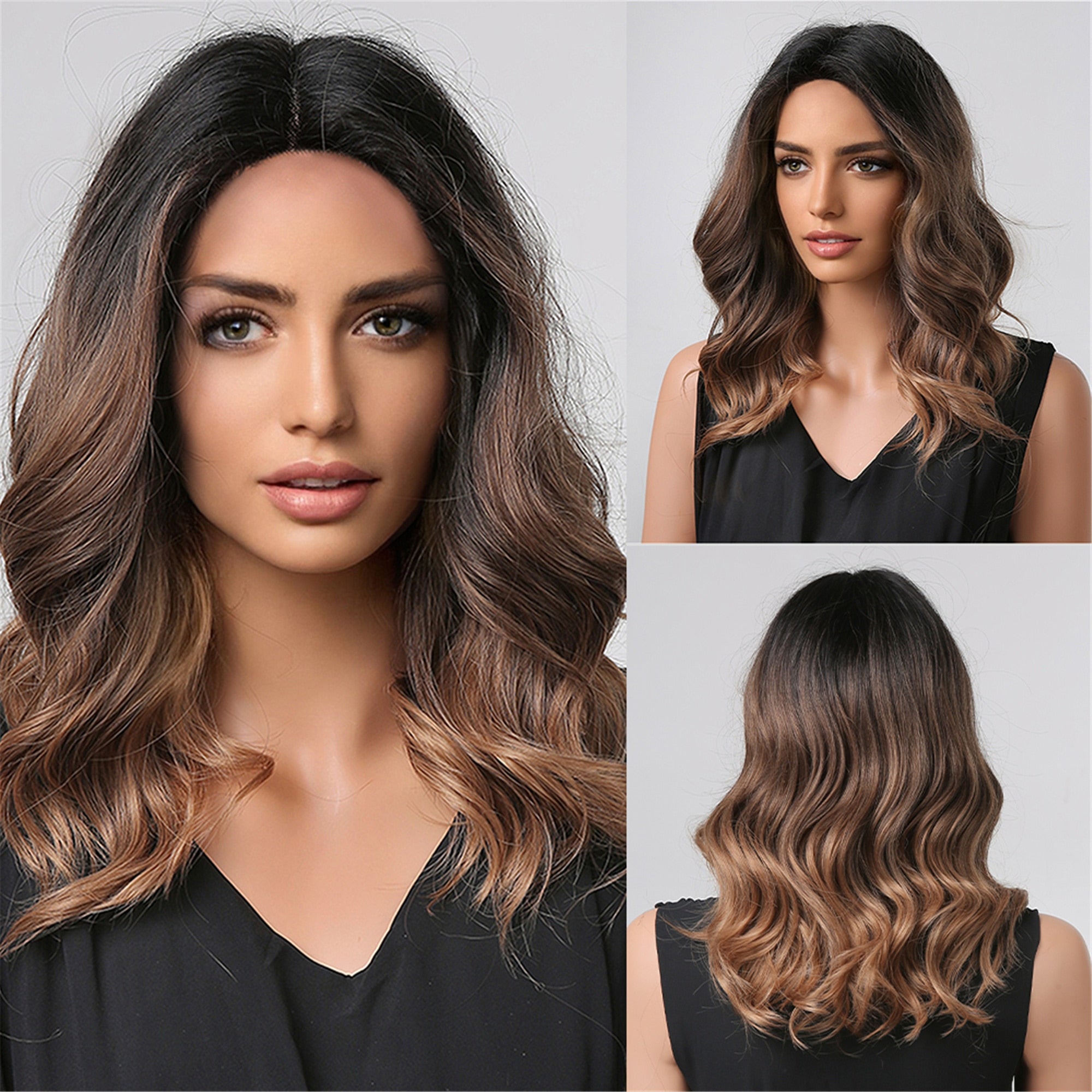 Brown Bob Wavy Synthetic Wig - HairNjoy