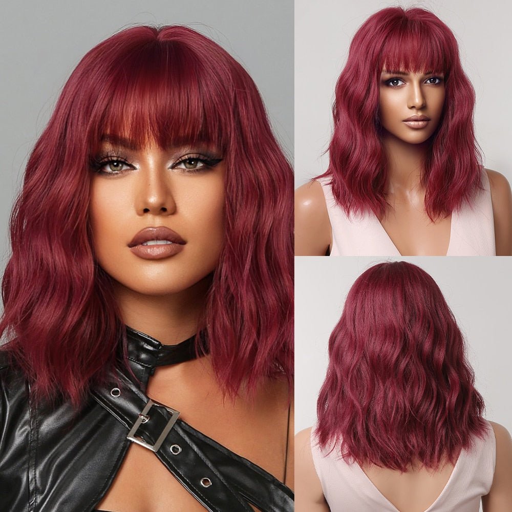 Burgundy Bob Straight Synthetic Wigs - HairNjoy