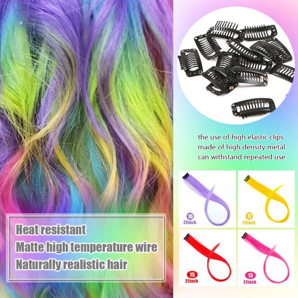 Colorful Clip In Synthetic Hair Extension - HairNjoy