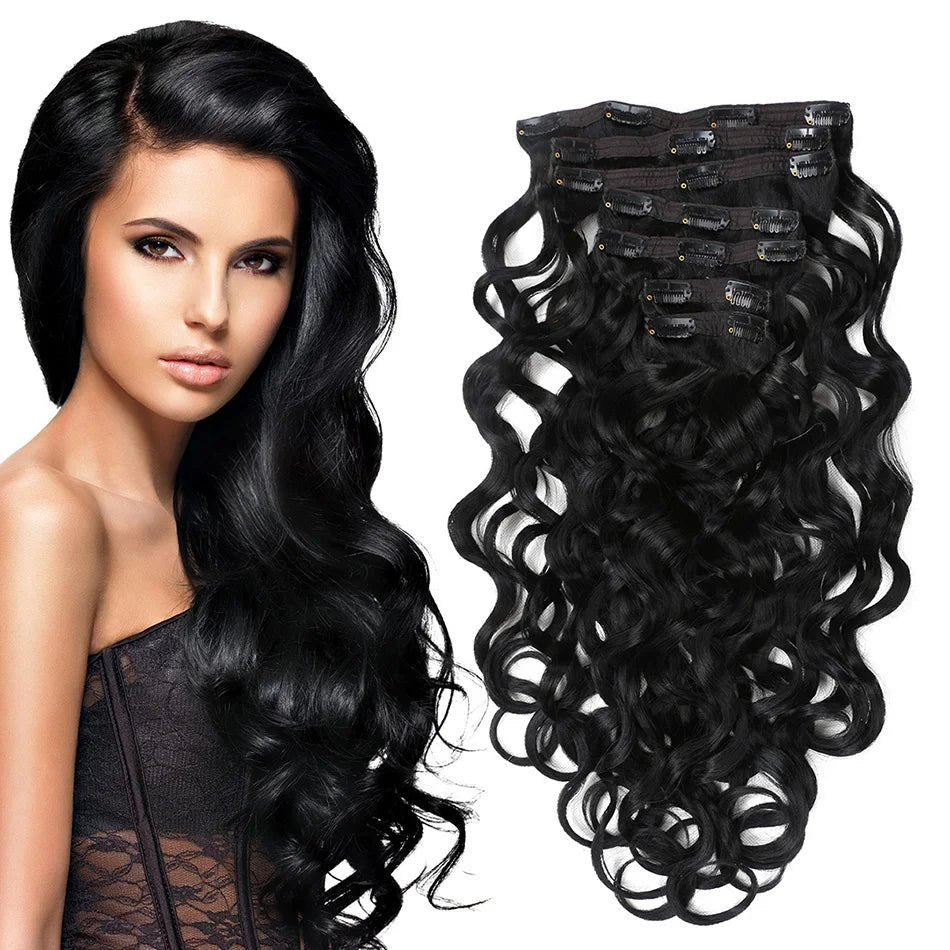 Curly Clip-In Hair Extensions Thick Hairpieces - HairNjoy