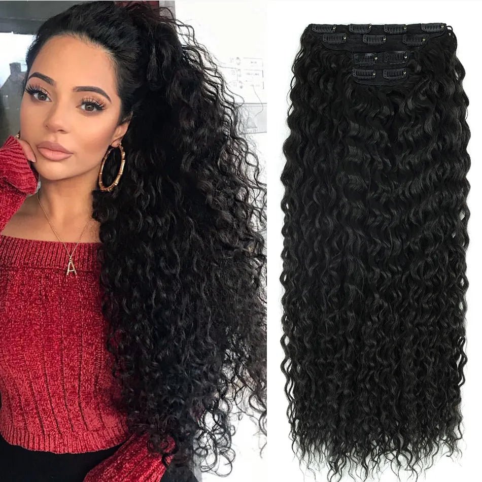 Curly Clip-In Hair Extensions Thick Hairpieces - HairNjoy