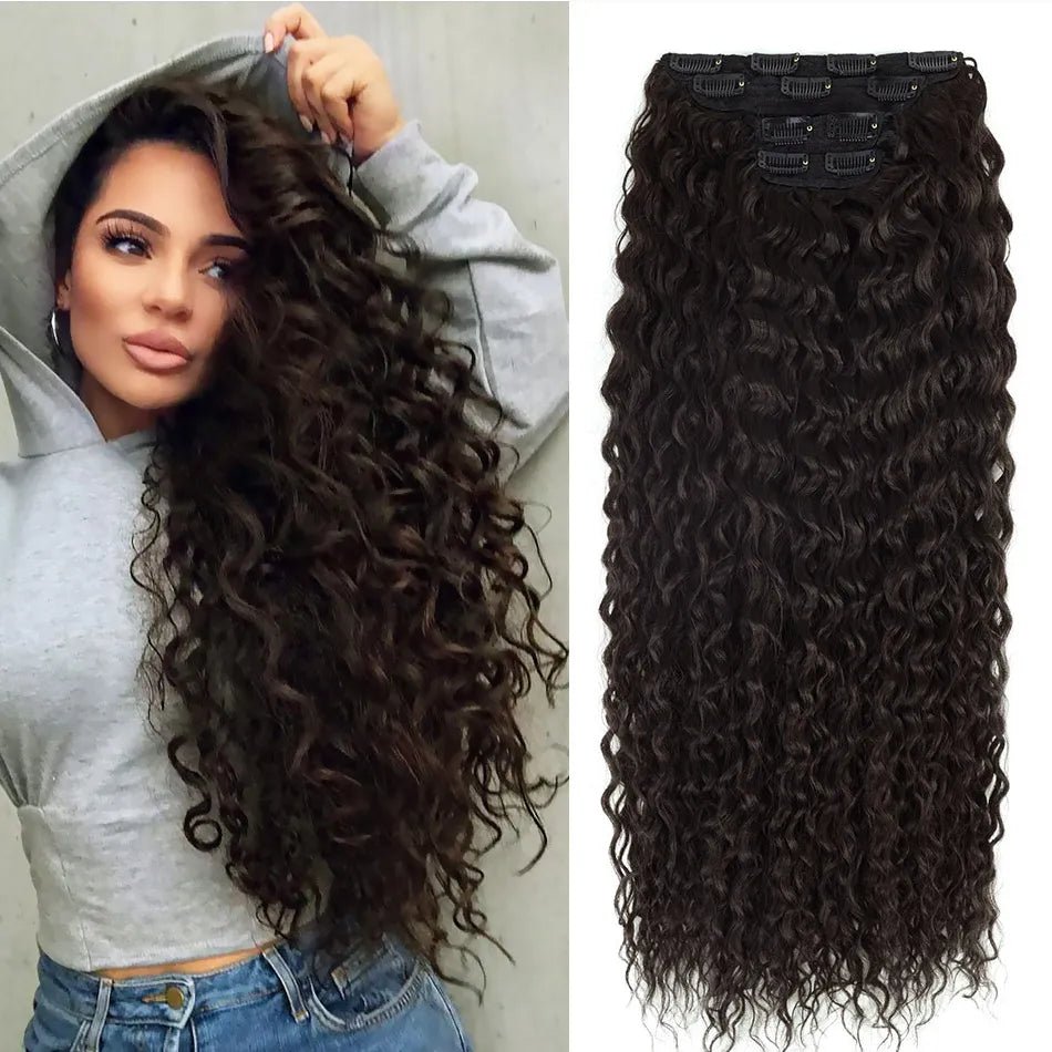 Curly Clip-In Hair Extensions Thick Hairpieces - HairNjoy