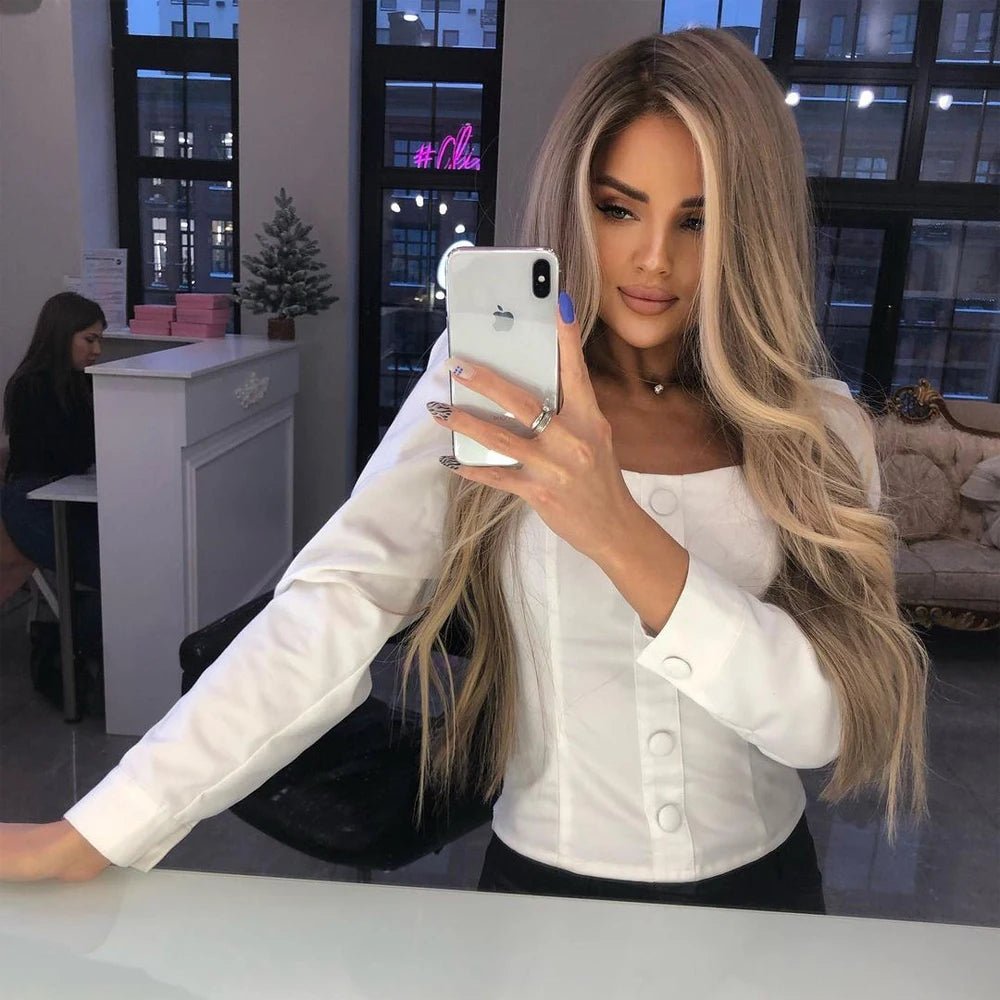 Dark Ash Blonde Highlights HD Full Lace Human Hair - HairNjoy