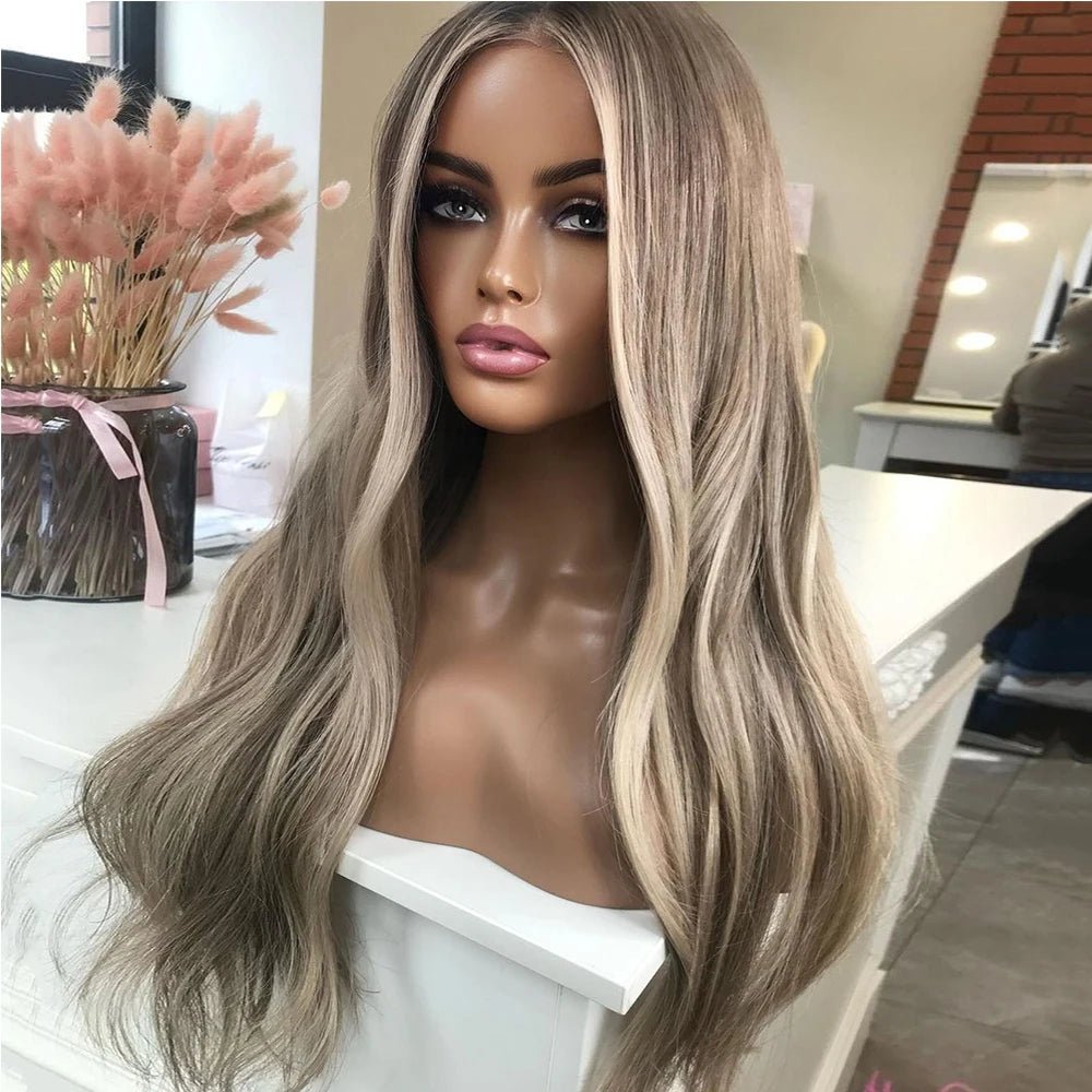 Dark Ash Blonde Highlights HD Full Lace Human Hair - HairNjoy