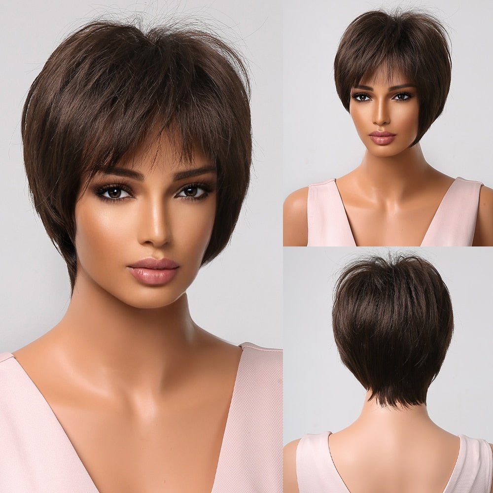 Dark Brown Pixie Cut Wig - HairNjoy
