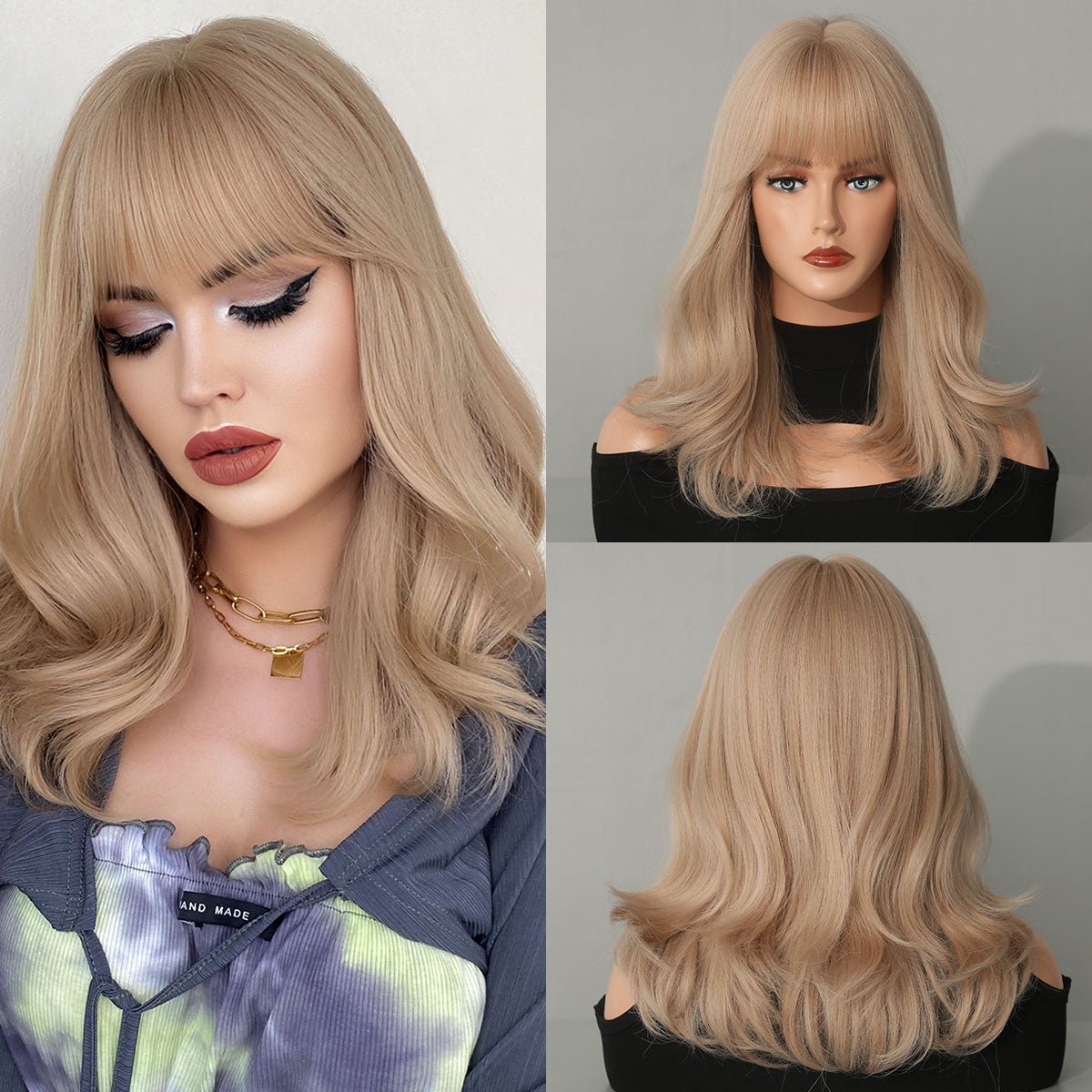 Dirty Blonde Wig with Bangs - HairNjoy
