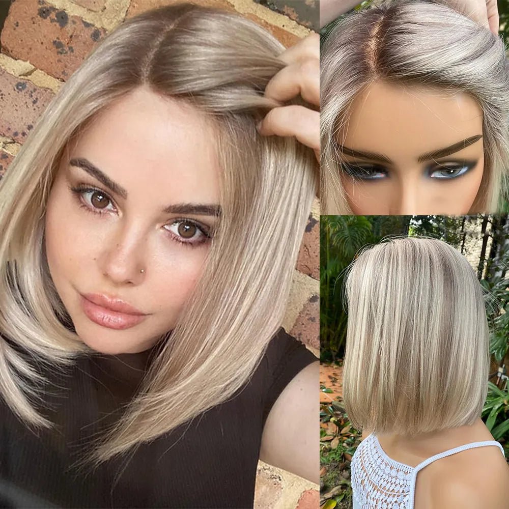 Full Lace Short Bob Ombre Human Hair Wigs - HairNjoy