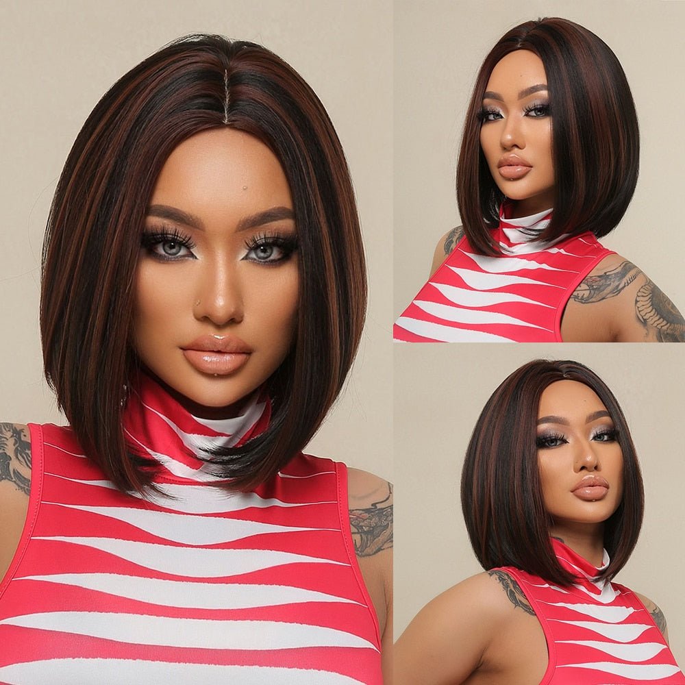 Highlight Bob Wigs with Bangs - HairNjoy