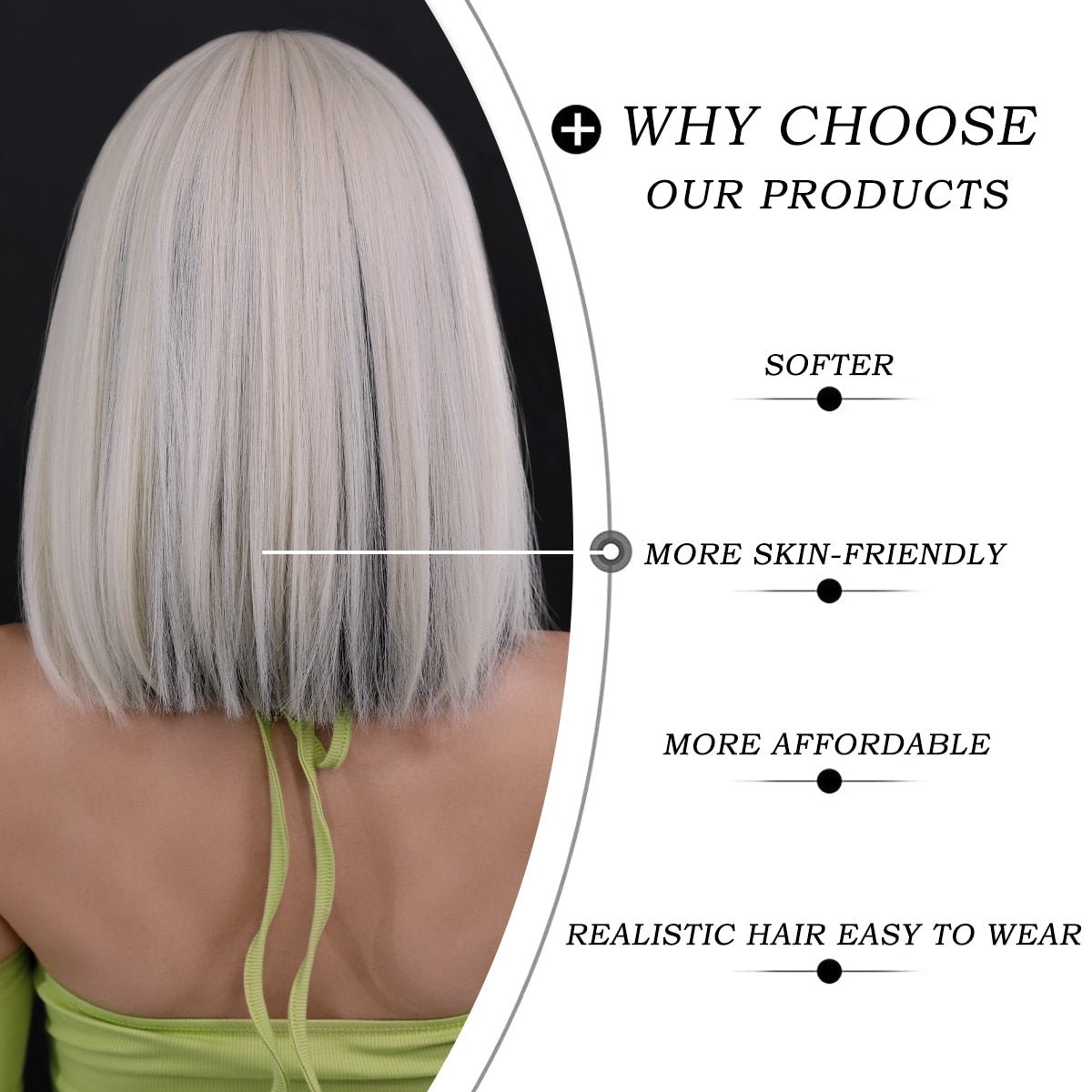 Highlight Silvery Platinum Blonde Wig with Bangs - HairNjoy