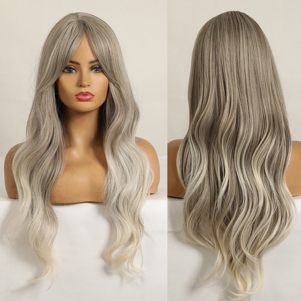 Highlight Wavy Wigs with Side Bangs - HairNjoy