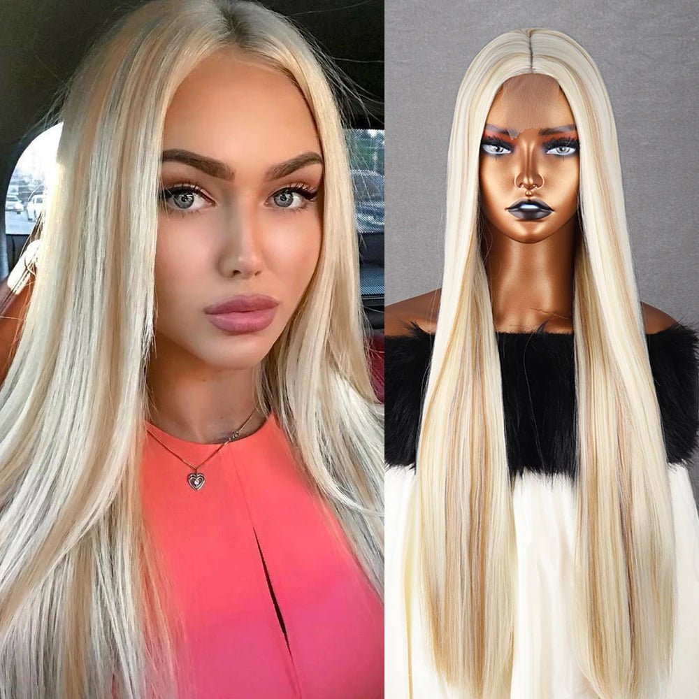 Highlights Lace Front Straight Synthetic Wig - HairNjoy