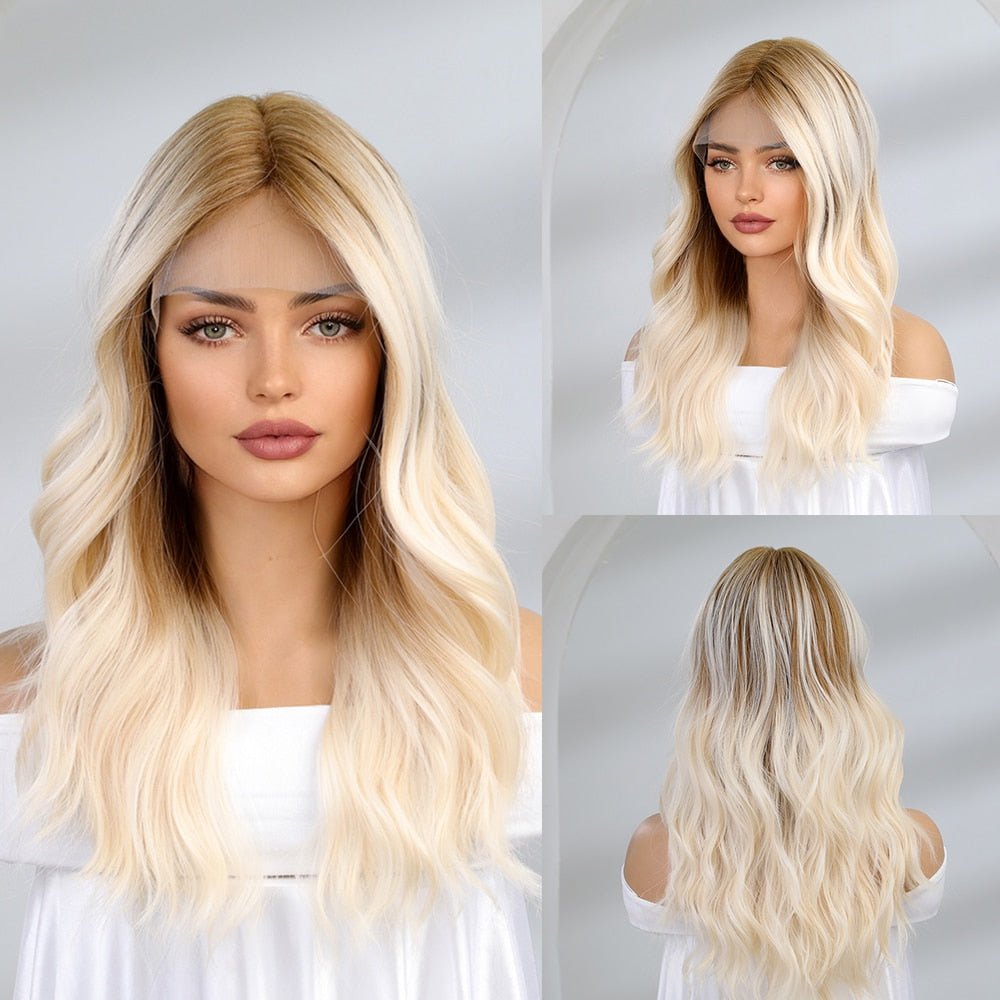 Lace Front Short Brown White Blonde Wig - HairNjoy