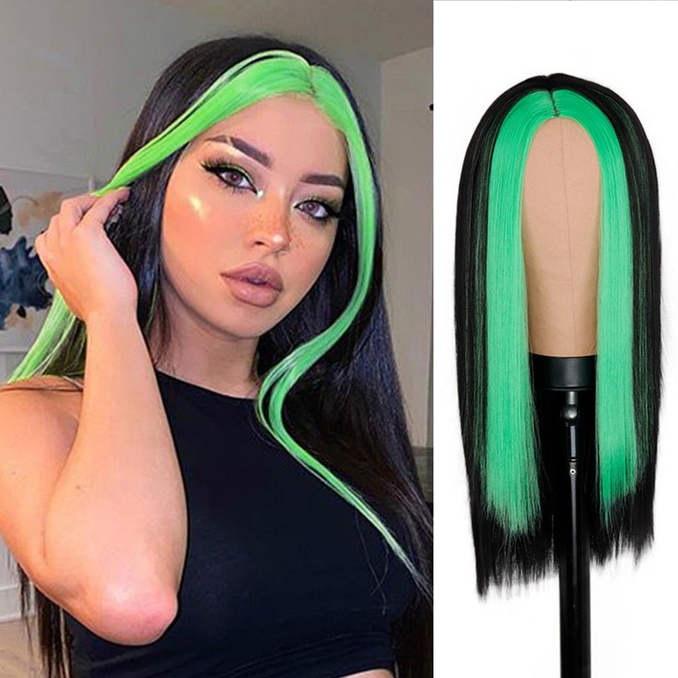 Long Black Green Fashion Wigs - HairNjoy