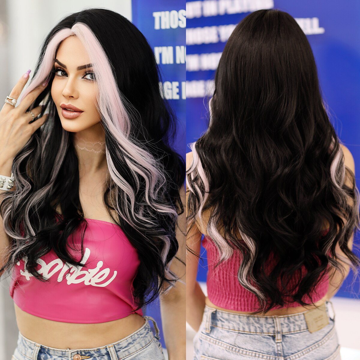 Long Black Wavy Ombre Wigs - HairNjoy
