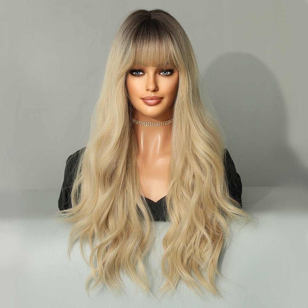 Long Curly Blonde with Black Top Hair - HairNjoy