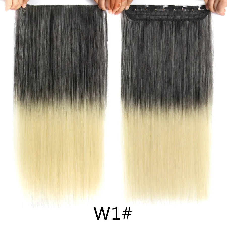 Long Straight Synthetic Hair Clips Extensions - HairNjoy