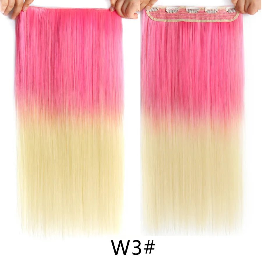 Long Straight Synthetic Hair Clips Extensions - HairNjoy