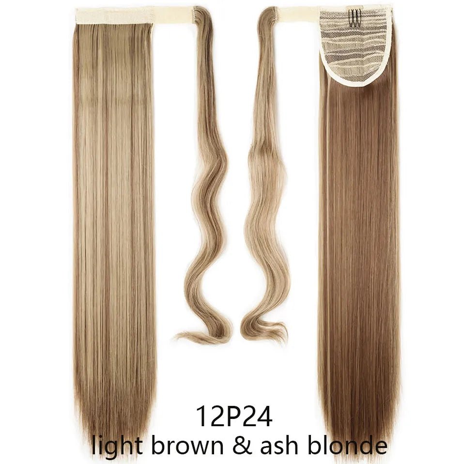 Long Straight Wrap Around Clip Ponytail Hair Extension - HairNjoy