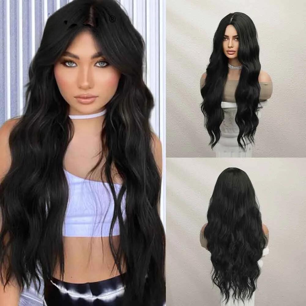 Long Wavy Black Synthetic Wigs - HairNjoy