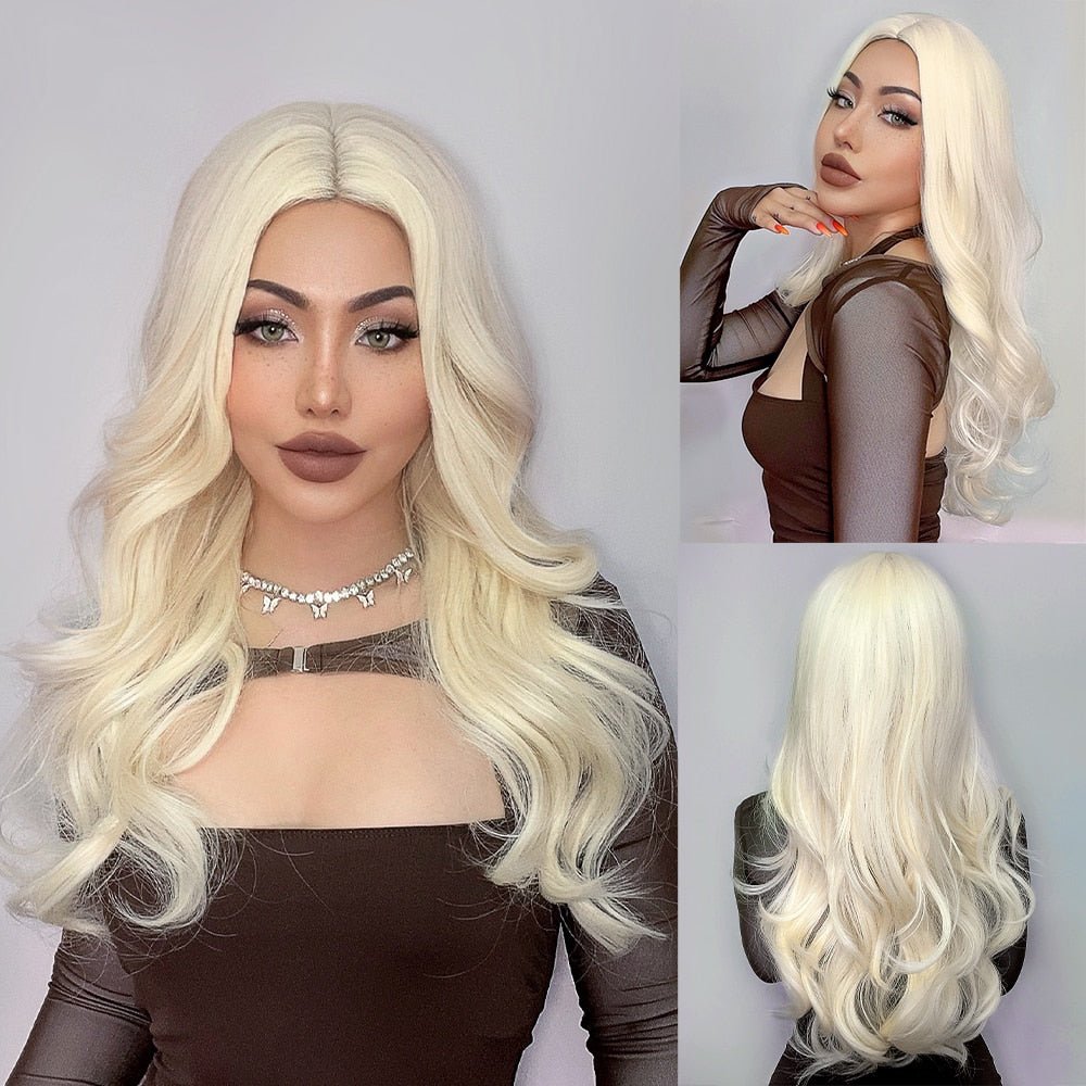 Long Wavy Blonde Synthetic Wigs - HairNjoy