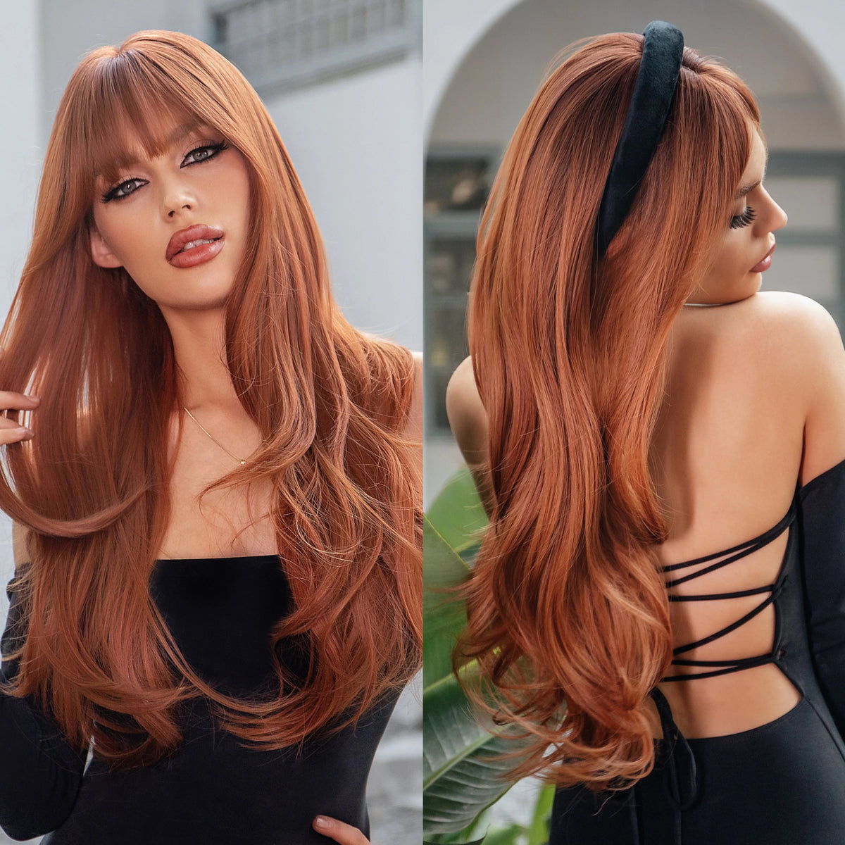Long Wavy Brown Synthetic Wigs - HairNjoy
