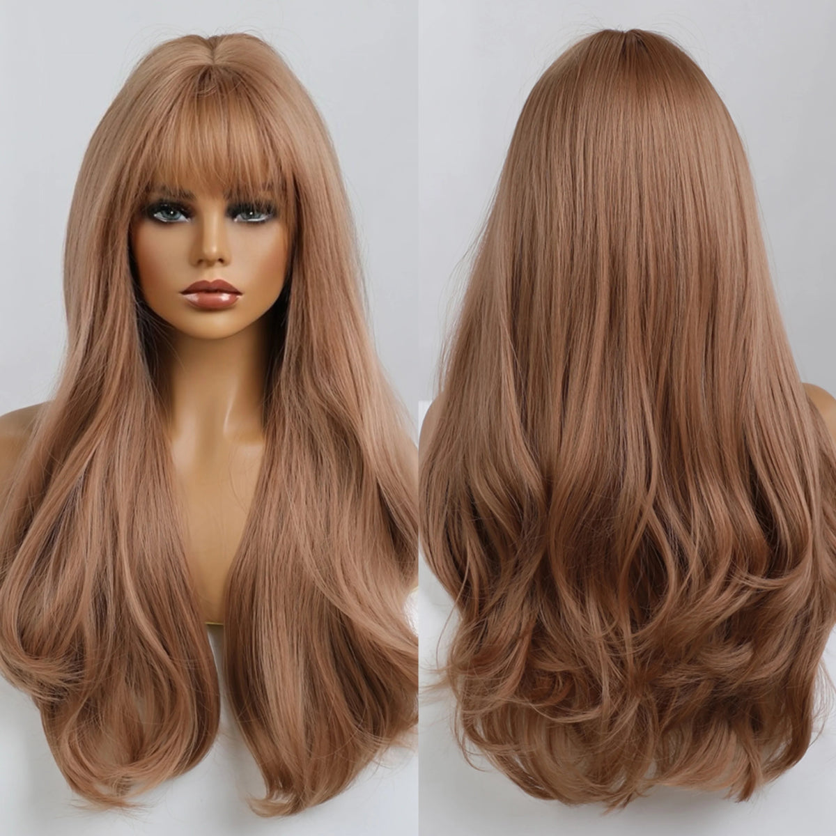 Long Wavy Brown Synthetic Wigs - HairNjoy