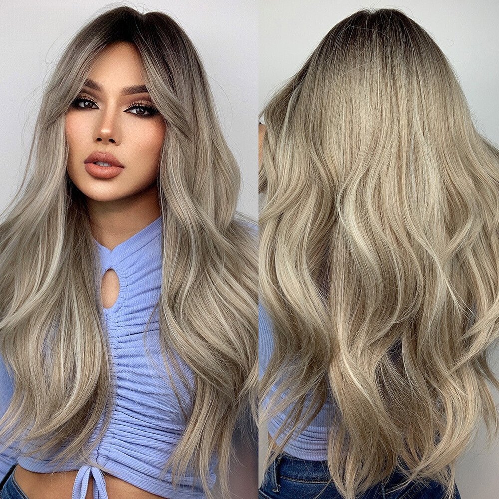 Long Wavy Grey High Lights Wig - HairNjoy