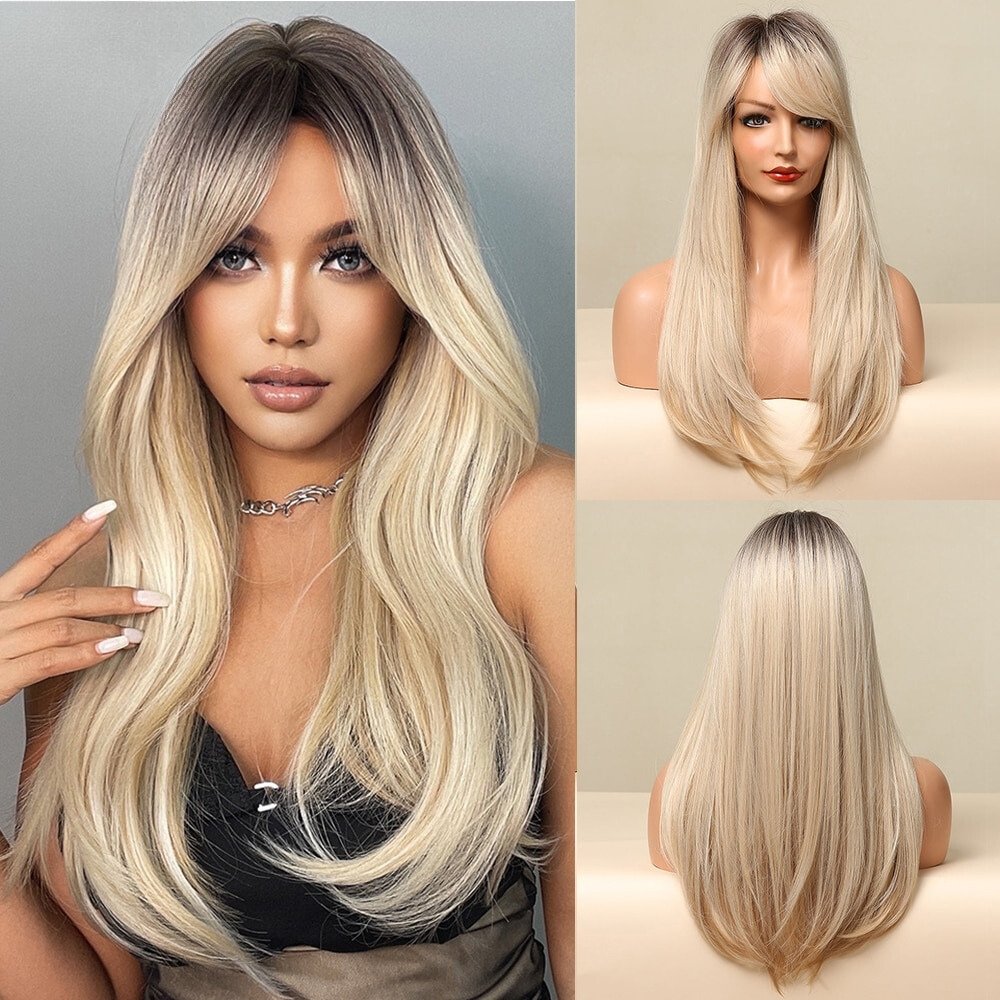 Long Wavy Light Blonde Synthetic Wigs - HairNjoy