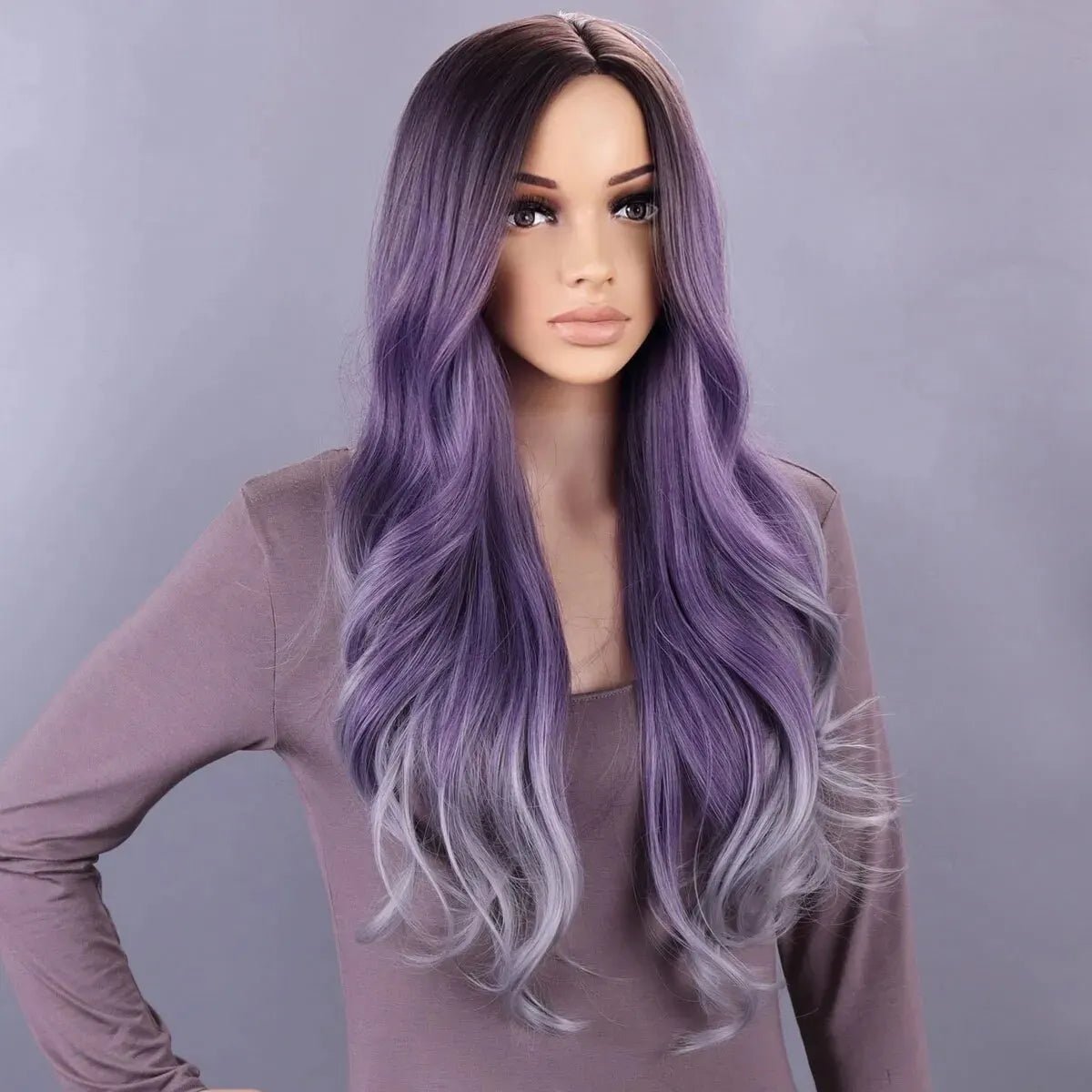 Long Wavy Ombre Natural Synthetic Wigs - HairNjoy