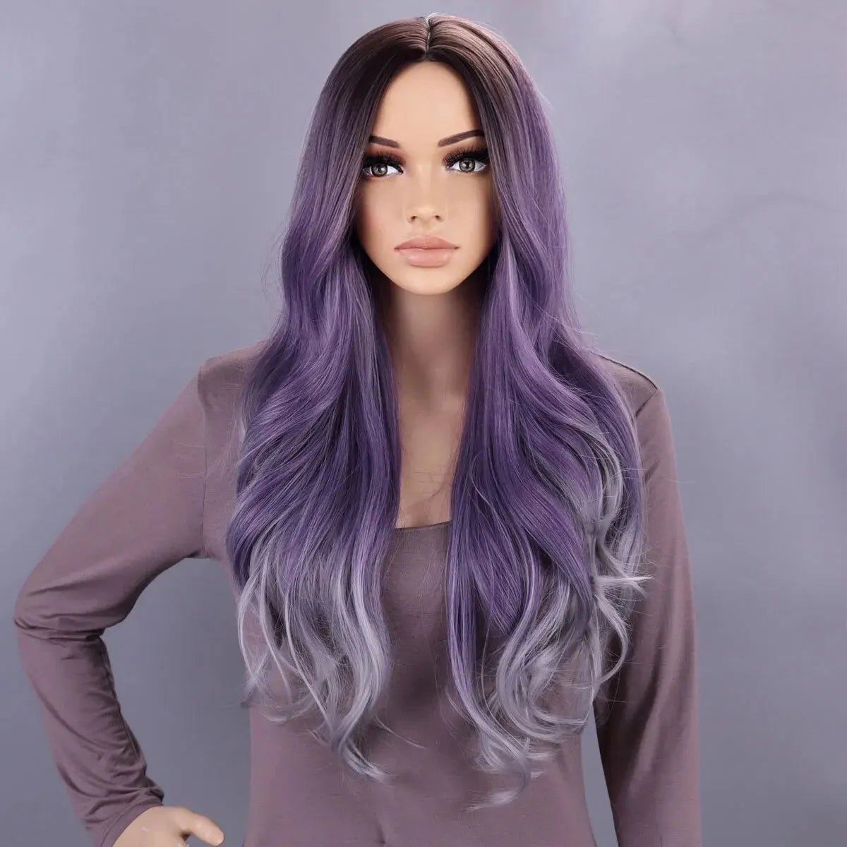 Long Wavy Ombre Natural Synthetic Wigs - HairNjoy