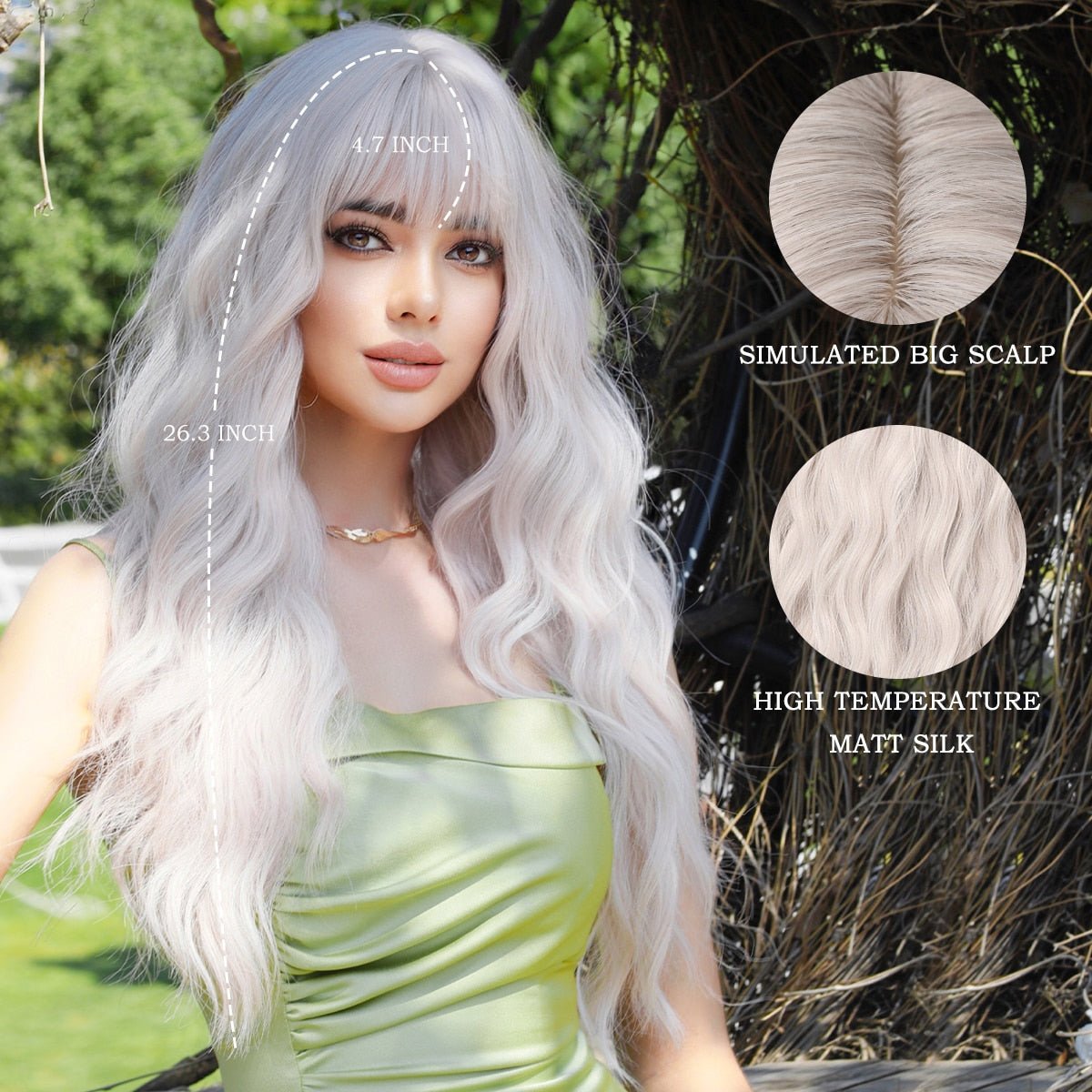 Long Wavy Platinum with Fluffy Wigs - HairNjoy