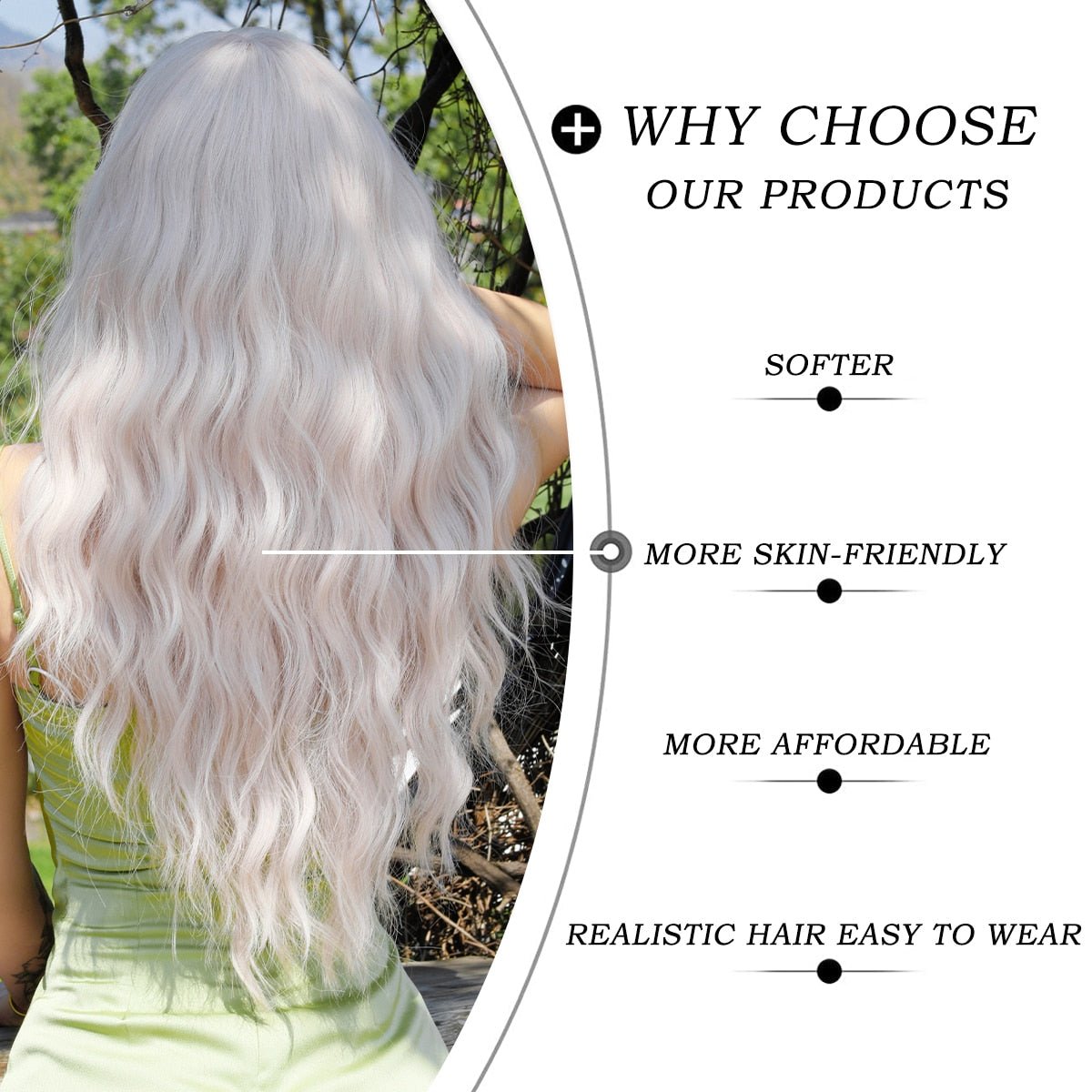 Long Wavy Platinum with Fluffy Wigs - HairNjoy