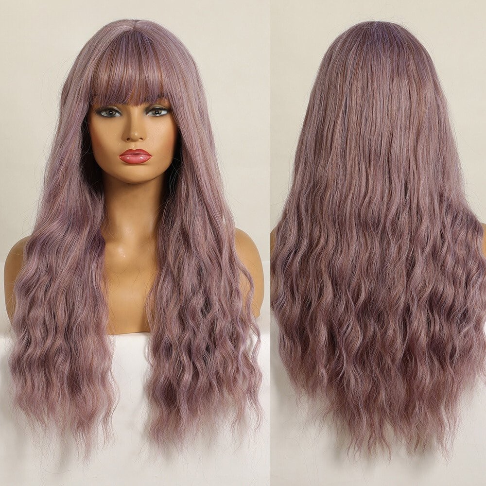 Long Wavy Purple Synthetic Wig - HairNjoy