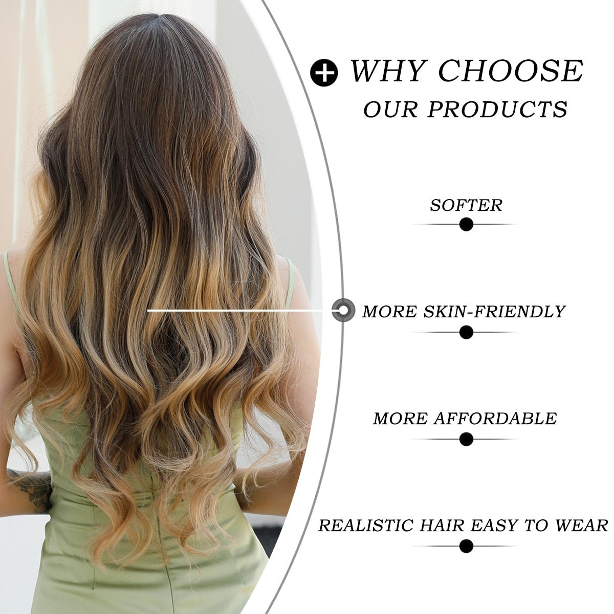 Ombre Blonde Brown Long Wavy Wig - HairNjoy