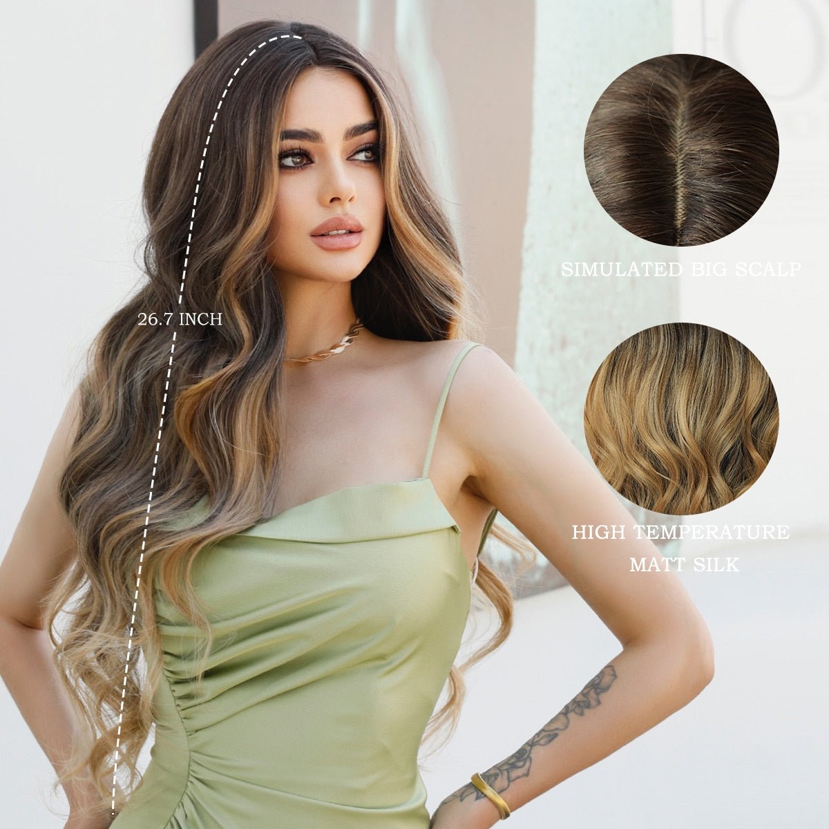 Ombre Blonde Brown Long Wavy Wig - HairNjoy
