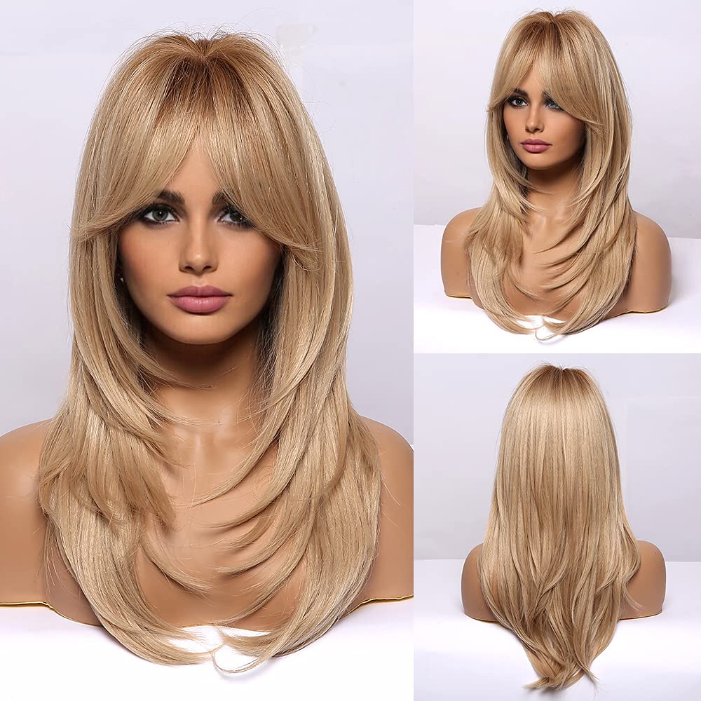 Ombre Dirty Blonde Layered Synthetic Wig - HairNjoy