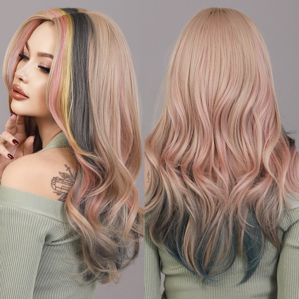 Ombre Fluffy Long Wavy Wig - HairNjoy