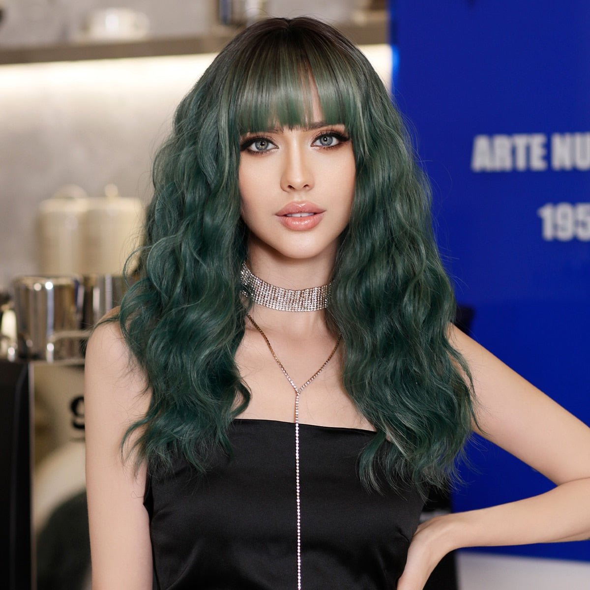 Ombre Green Wig with Bangs - HairNjoy