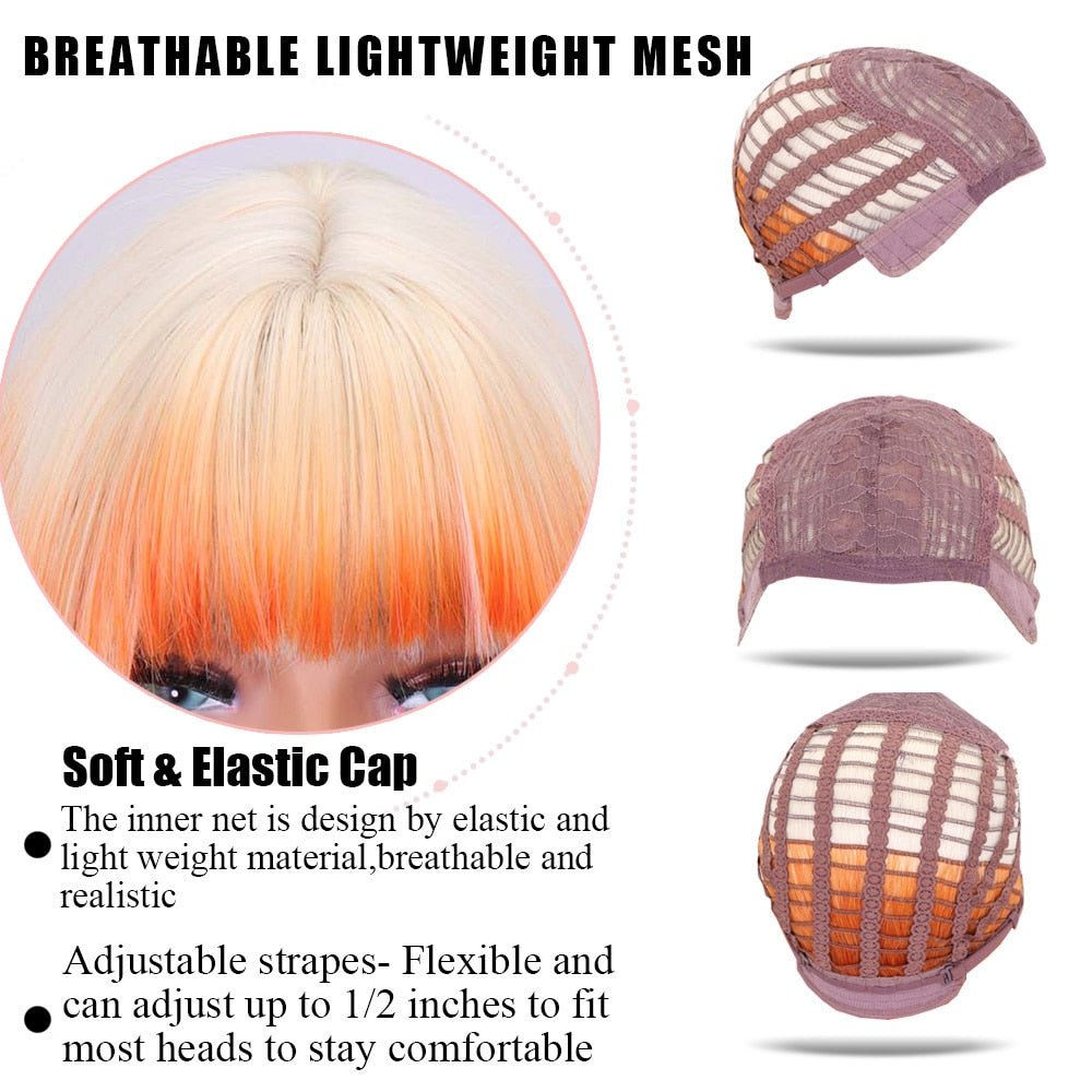 Ombre Orange Wig with Bangs - HairNjoy