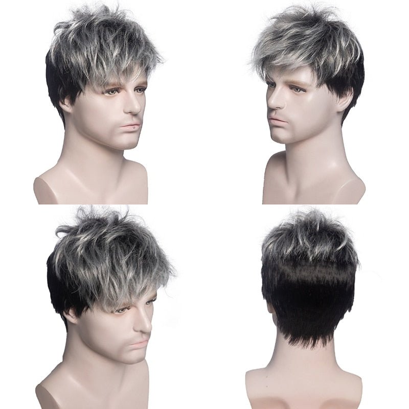 Ombre Short Straight Wig with Bangs - HairNjoy