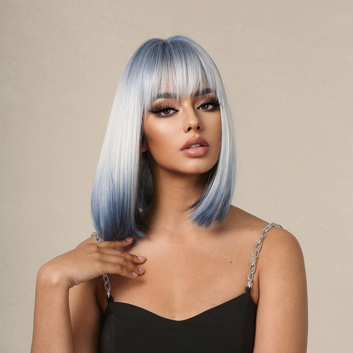 Ombre Sky Blue Synthetic Short Wigs - HairNjoy
