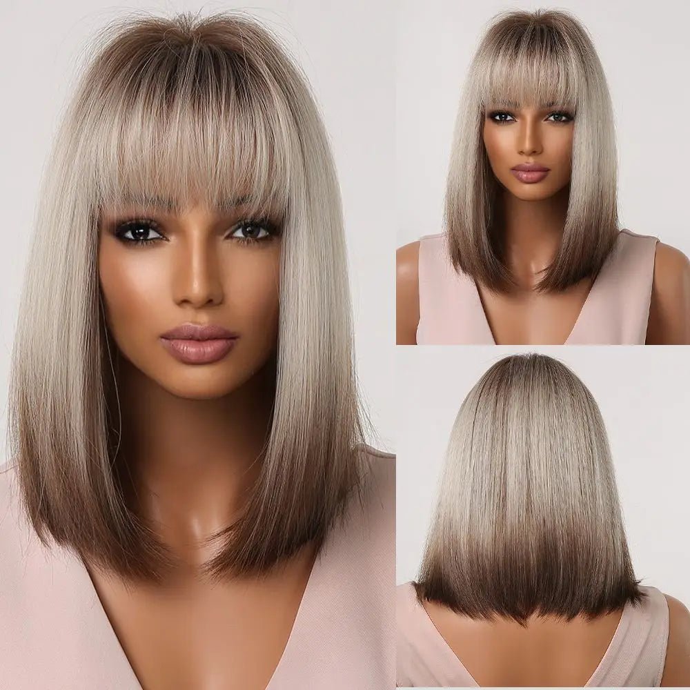 Ombre Straight Synthetic Hair With Bangs - HairNjoy
