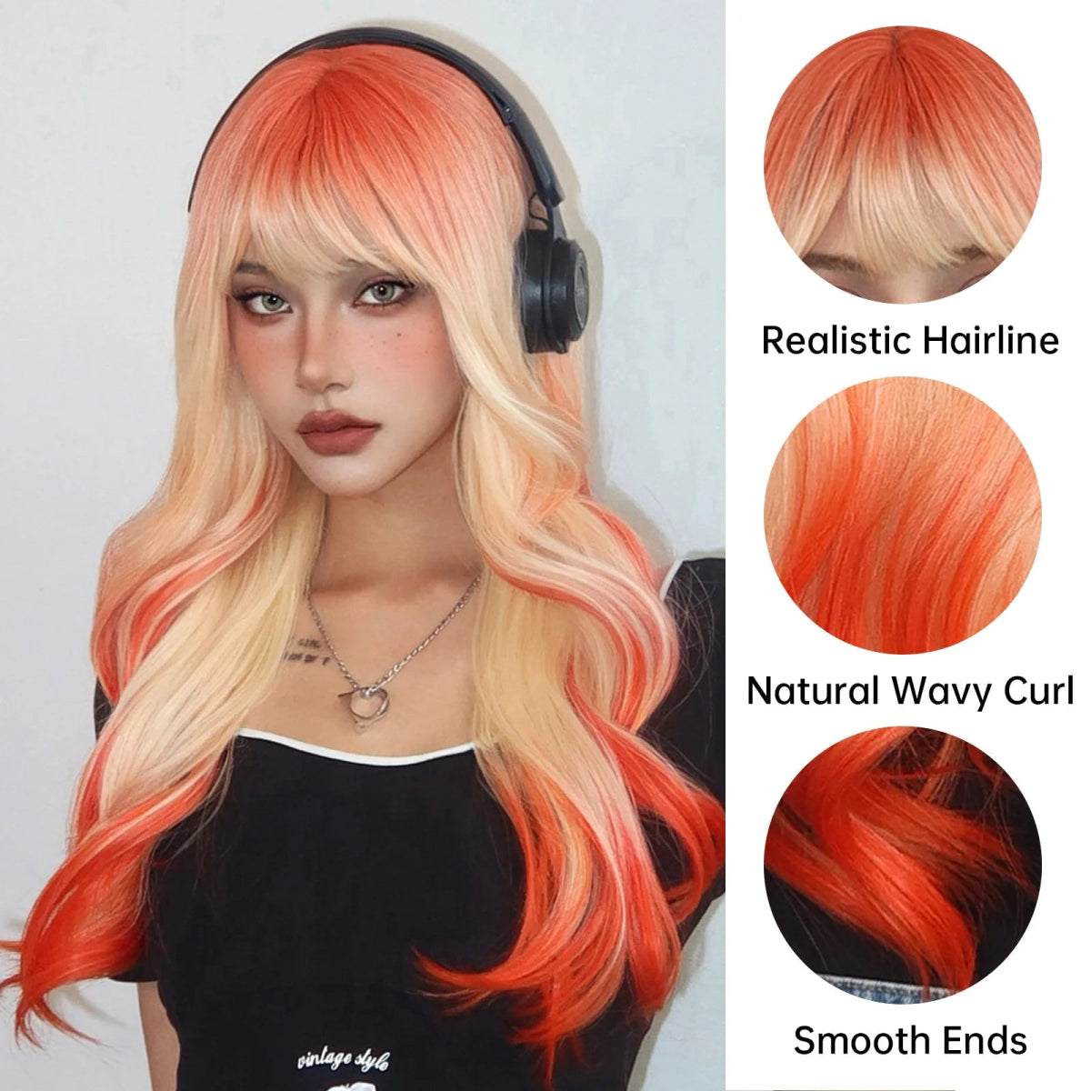 Orange Blonde Ombre Synthetic Wigs - HairNjoy
