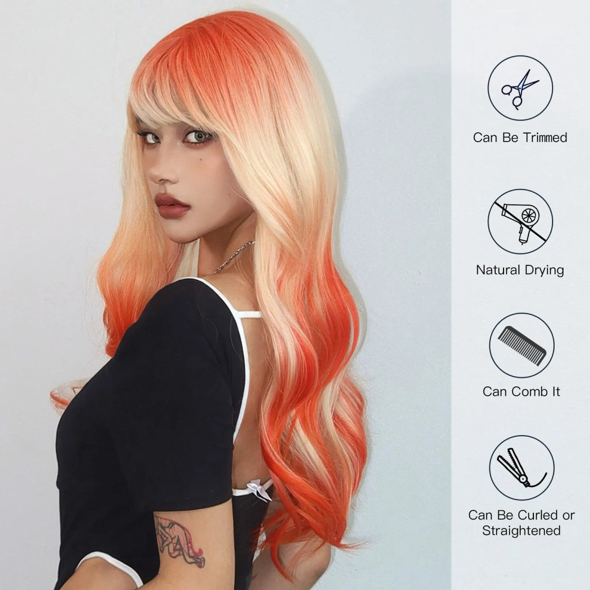 Orange Blonde Ombre Synthetic Wigs - HairNjoy
