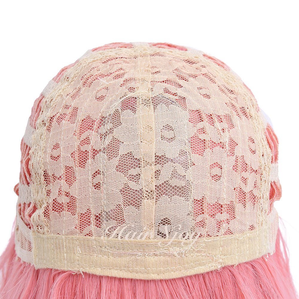 Pink Bob Body Wave Synthetic Wigs with Bangs - HairNjoy