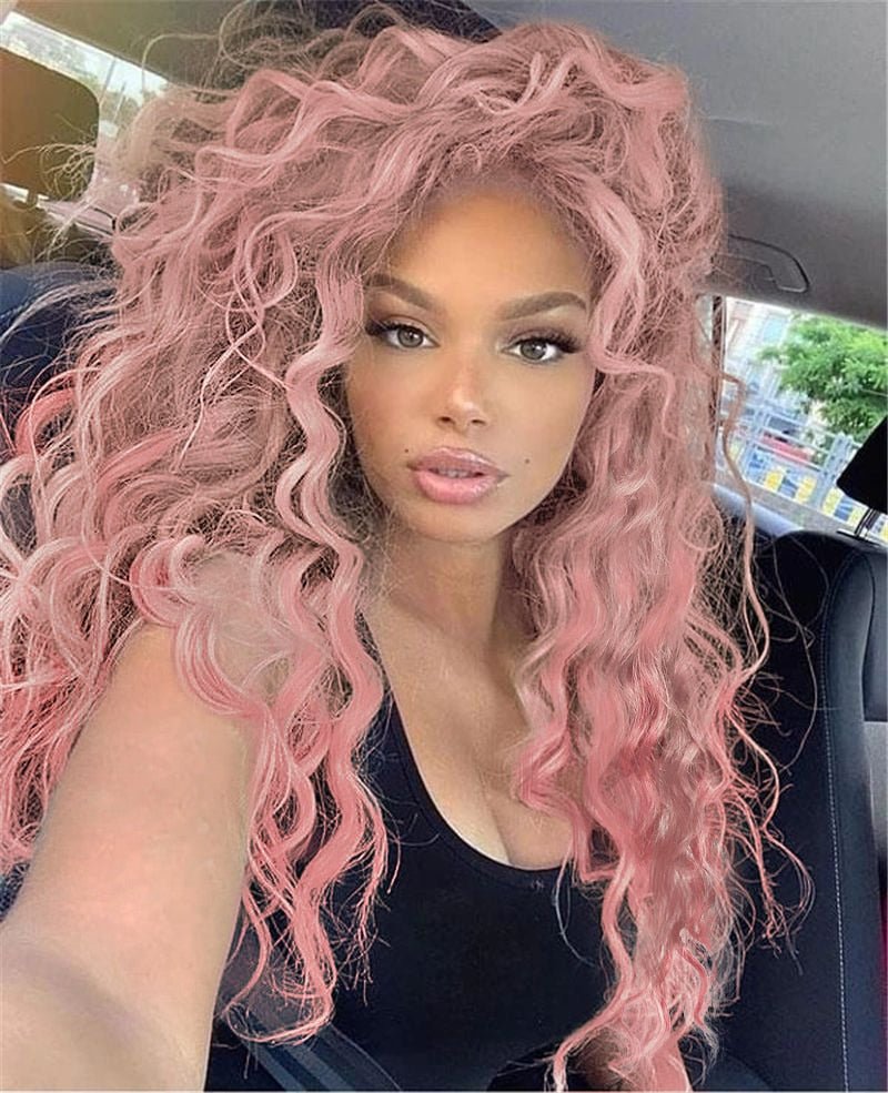 Pink Curly Synthetic Wig - HairNjoy