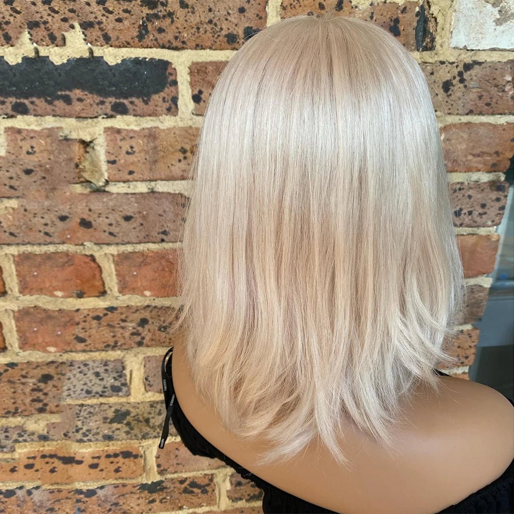 Pure Platinum Silky Straight Soft Human Hair Wig - HairNjoy