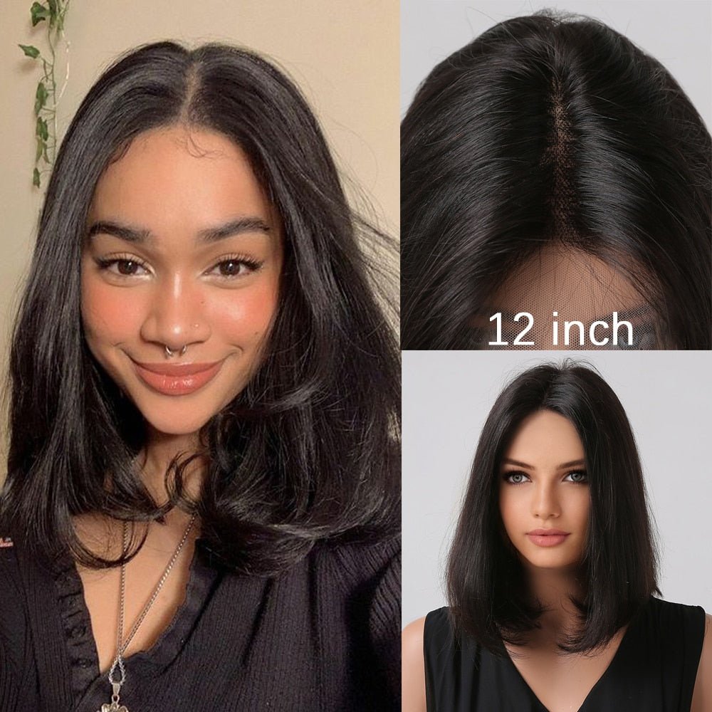 Remy Human Hair Bob Black Lace Front Wig - HairNjoy