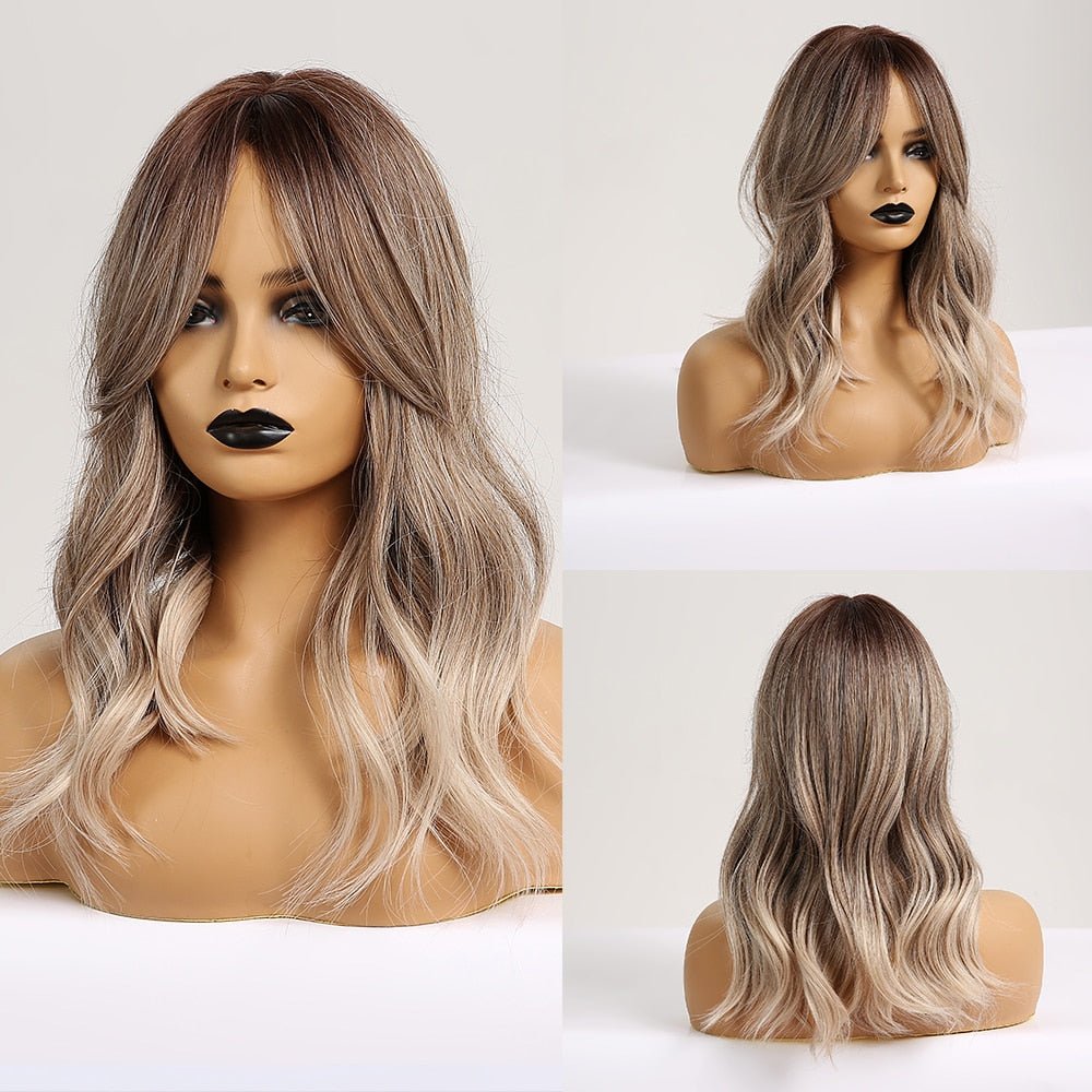 Root Ombre Synthetic Wig with Side Bangs - HairNjoy